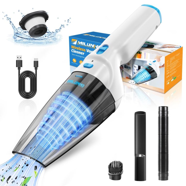 Aspirador de Mano Potente Milunho: Limpieza Impecable para Mascotas, Coche y Hogar sin Cables y con Filtro Hepa Lavable