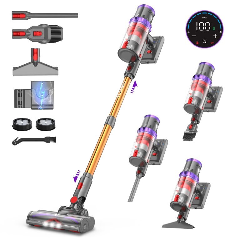 Coovy SU7: Potente Aspiradora sin Cable 580W/45Kpa/70Mins para Suelos, Alfombras y Pelos de Animales