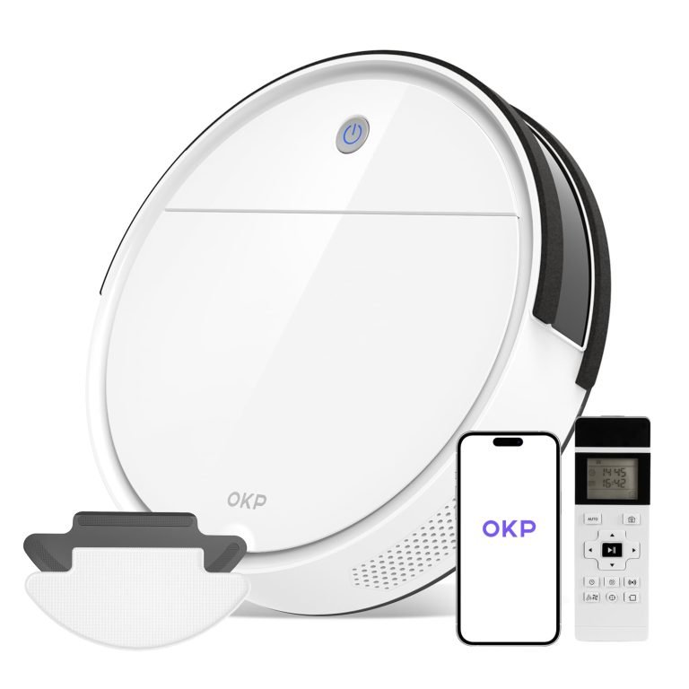 OKP Robot Aspirador: Limpieza Superfina y Conectividad WiFi, Controla con App/Alexa, Perfecto para Suelos, Alfombras y Mascotas