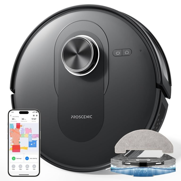 Proscenic Q8: Robot Aspirador 2 en 1 con Navegación LiDAR, Potente 4200 Pa y 200 Min de Autonomía