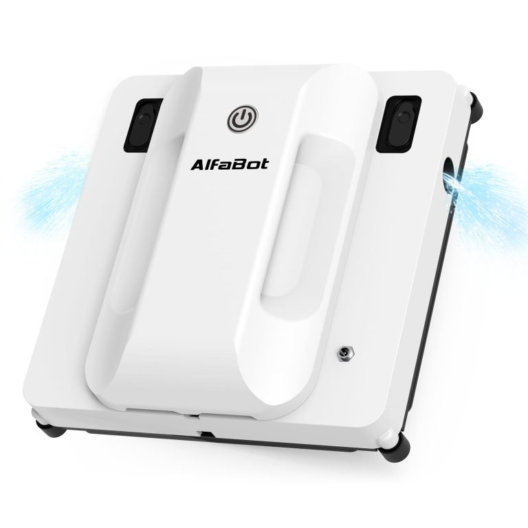 AlfaBot GLS400: Robot limpiacristales inteligente con pulverizador bidireccional y navegación inteligente para superficies lisas.