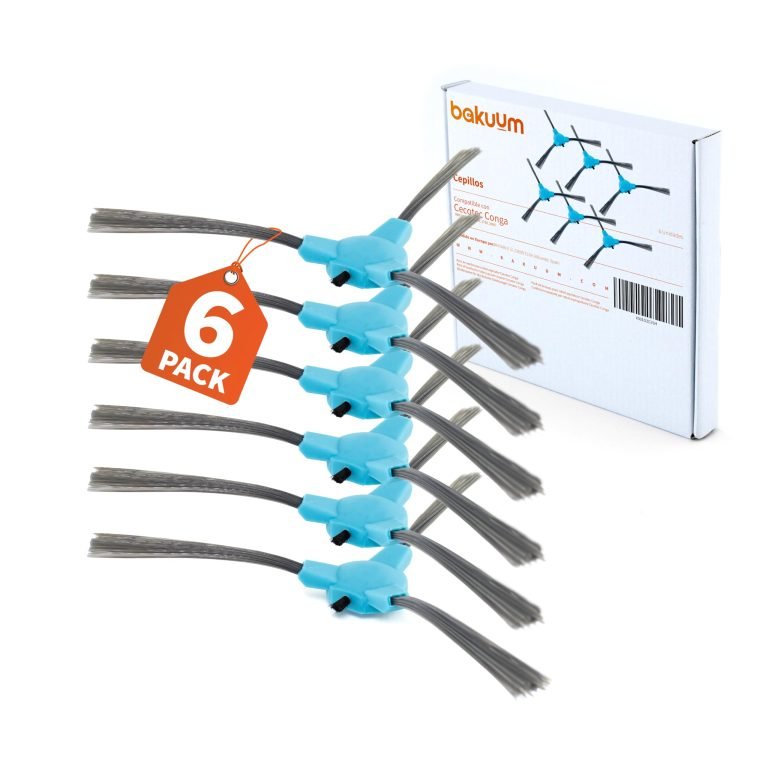 BAKUUM: Pack de 6 cepillos y escobillas laterales para robot aspirador Cecotec Conga Series 999 y 990 VITAL, 1090, 1790 y 1990. ¡Repuestos y